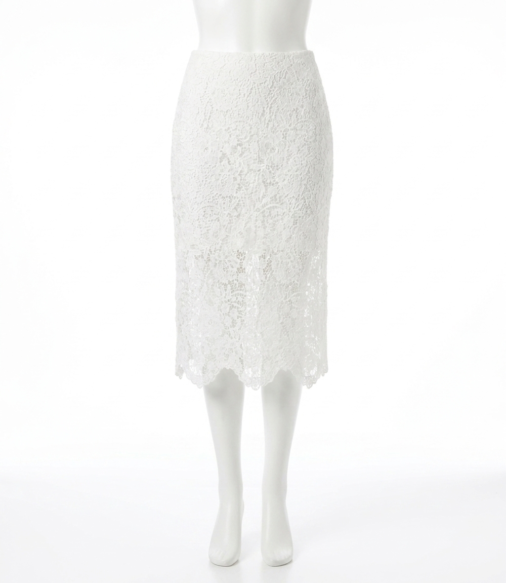 NEW KAREN KANE lace midi pencil skirt in off white